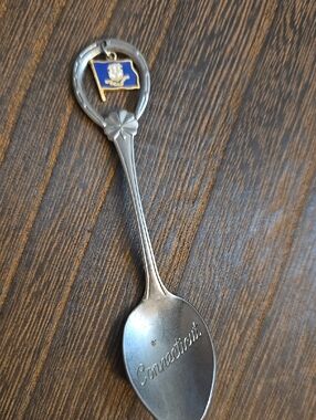 Connecticut Silver-tone Collectible Spoon with Blue Flag Accent